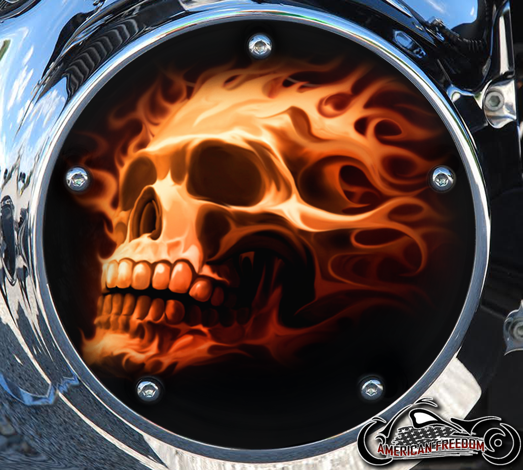 Custom Derby Cover - Fire Skull